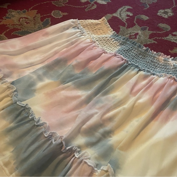 Pastel Flowy Tie Dye Short Skirt - Picture 3 of 4